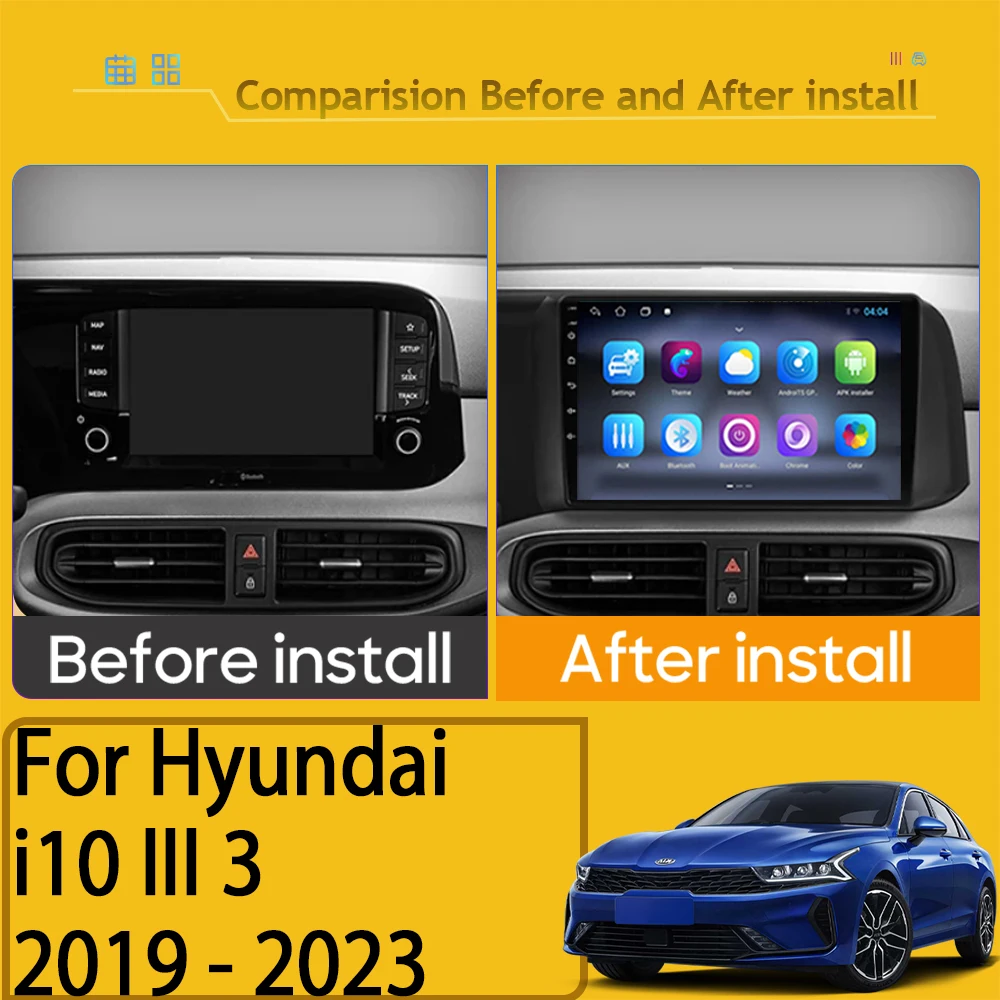 Car Android For Hyundai i10 III 3 2019 - 2023 Auto Radio Multimedia GPS No 2din CPU Navigation 5G Monitor Video Screen Head BT