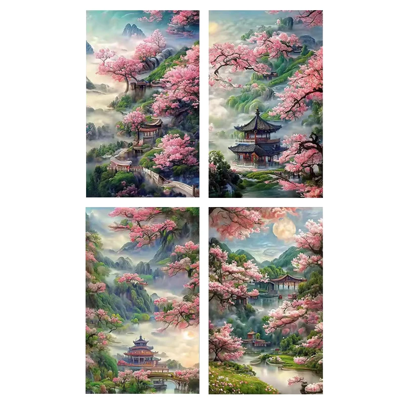 

11ct 63x100cm Fantasy Scenery Embroidery DIY Chinese Style Printed Kits Cross Stitch Thread Needlework Set Home Decor Crafts New