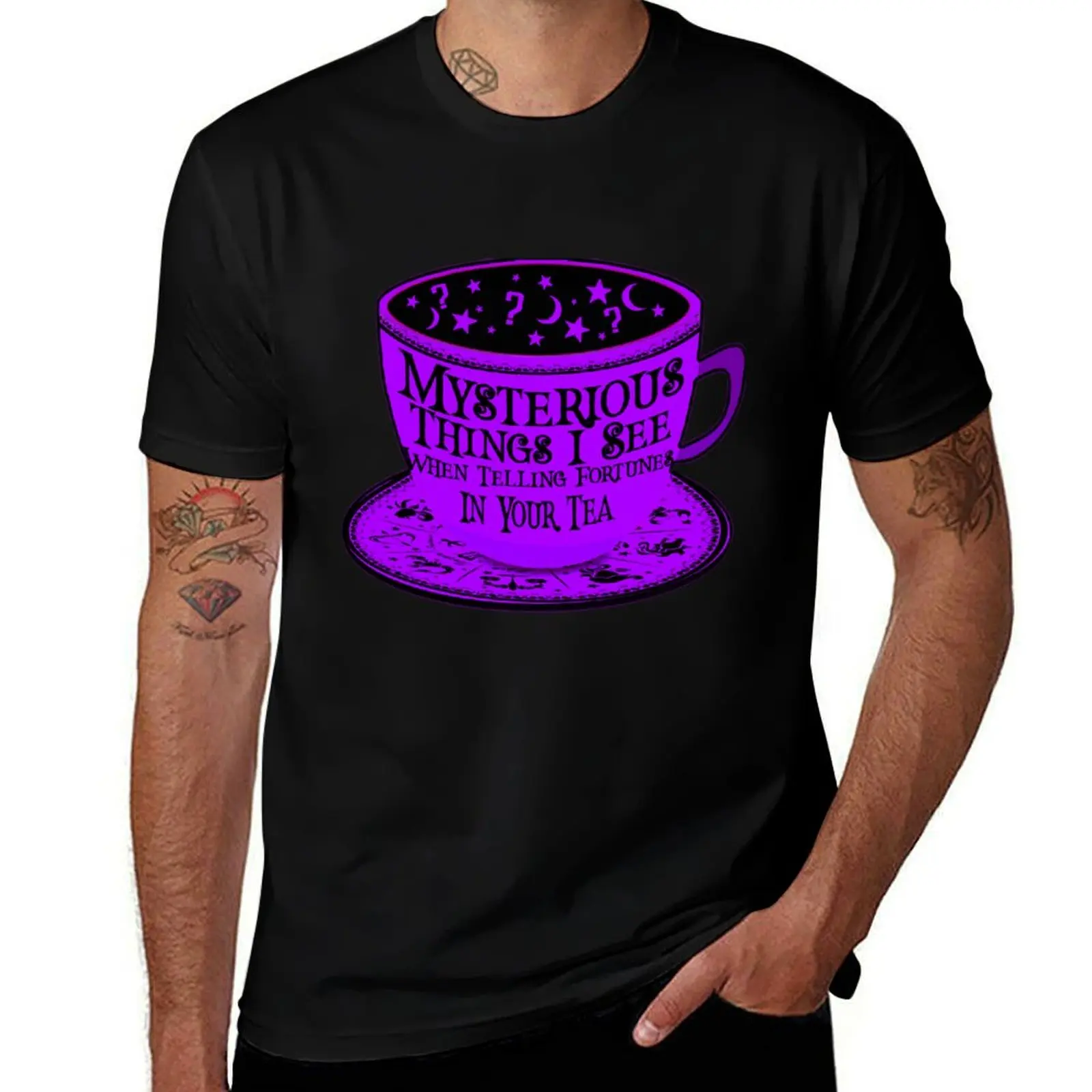 Tea Leaf Reader Tasseography Cup of Fortune Teller Stars T-Shirt Work Wear Breathable Tee T-Shirt