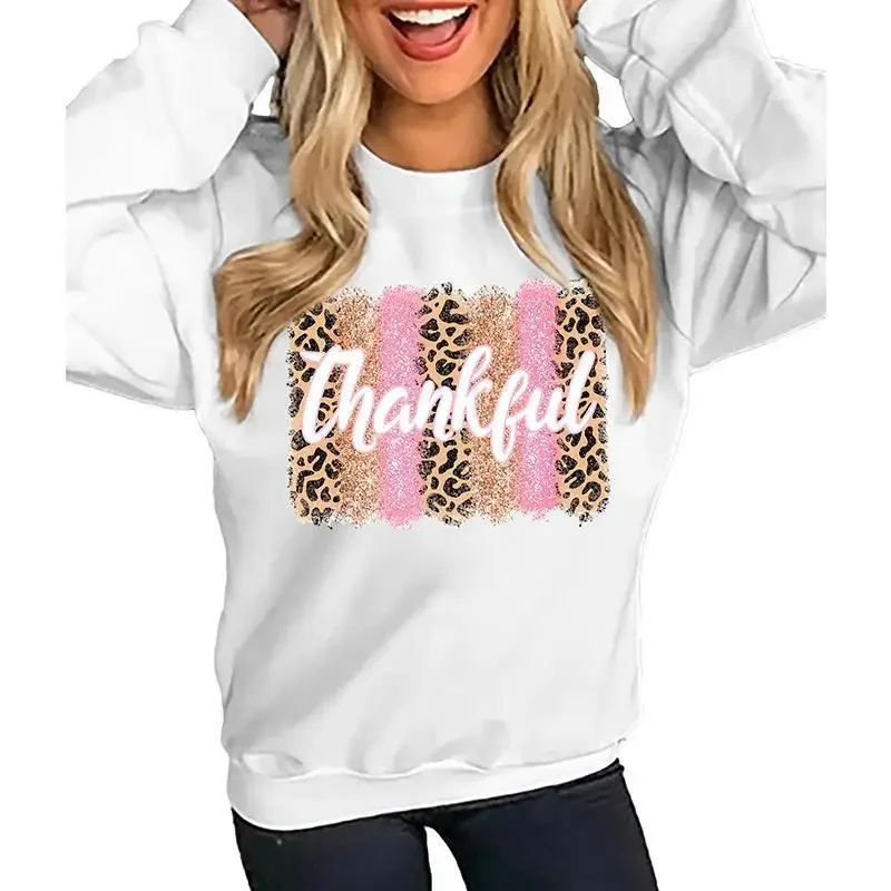 Europe and The United States Autumn Women's Round Neck Long Sleeve Hoodie Women's Fashion Letter Printed Top Clothes