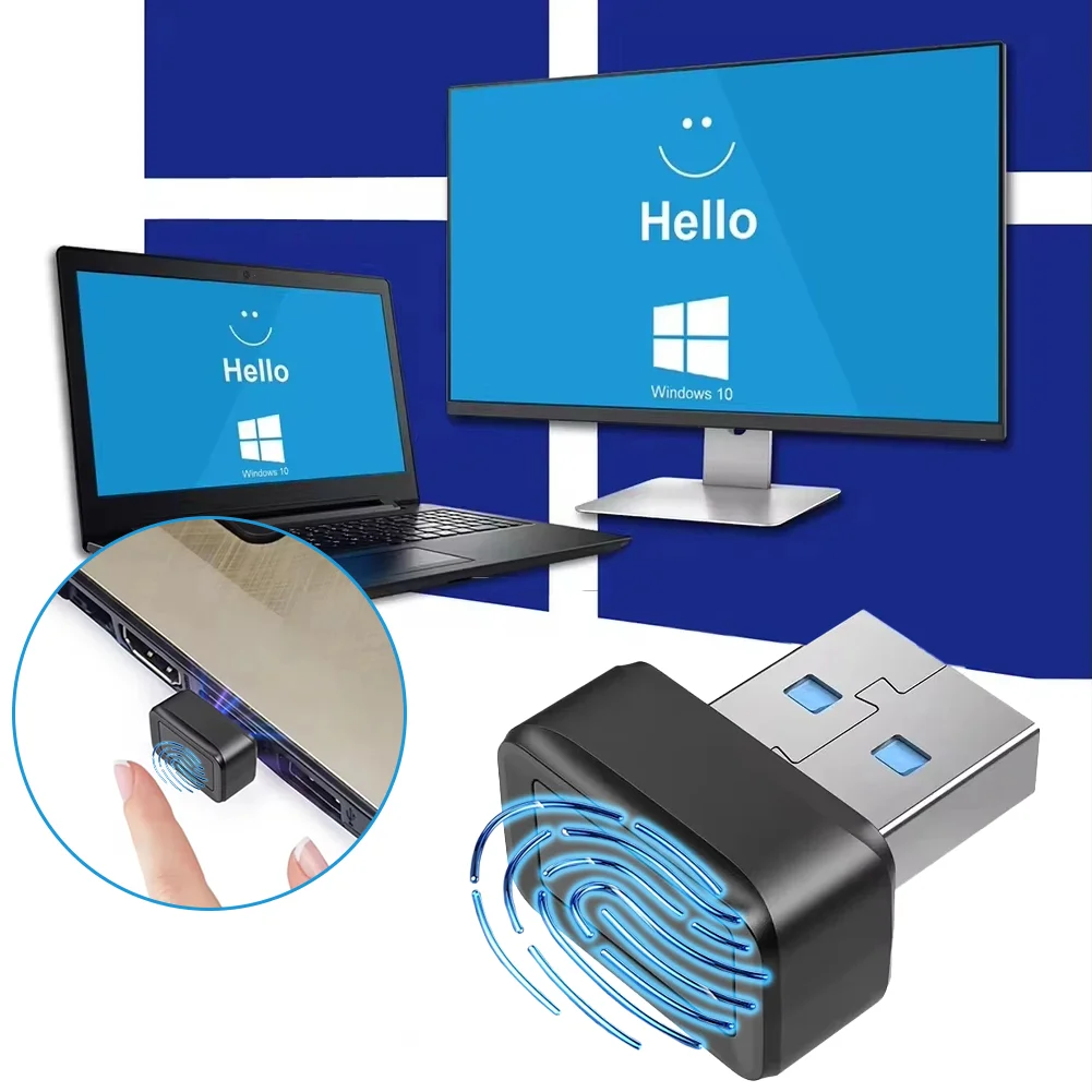 USB Fingerprint Key Reader for Windows 7/8/10/11 Hello PC Biometric Scanner Security Key Fingerprint Sensor Module Password Free