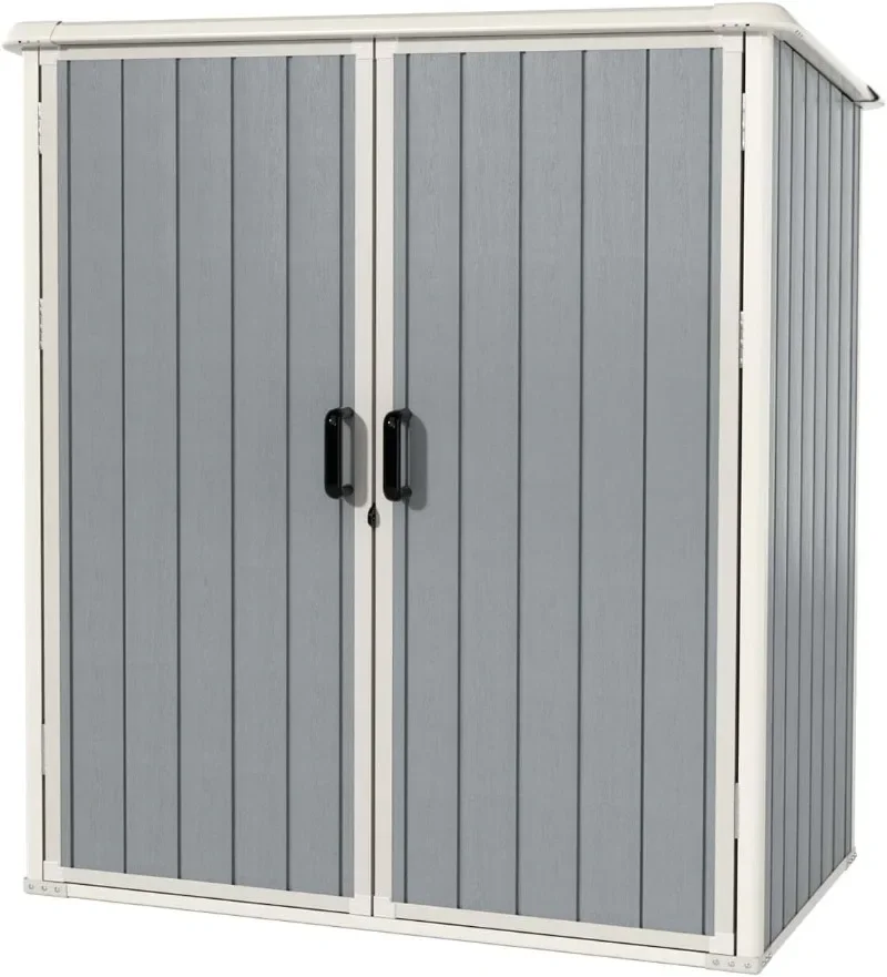 Aoxun Outdoor Storage Shed 5 x 3FT, Resin Shed with Floor and Lockable Door, Plastic Sheds for Garbage Can, Tool, Accessories
