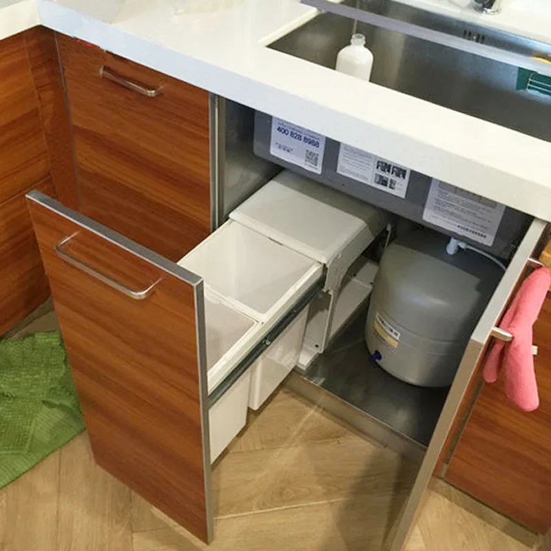 Kitchen Classification Garbage Bin Pull-out Cabinet Sink Cabinet Garbage Bin Square Cabinet Door Hidden Garbage Bin