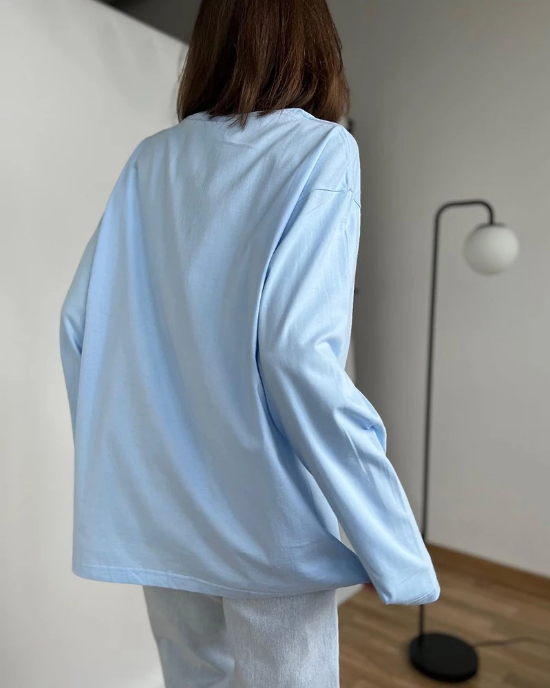 Neue Frauen 100% Baumwolle Lose T-shirt Mode Einfarbig Grund Tees Langarm Top Herbst Weibliche Übergroßen Weichen Pullover Top