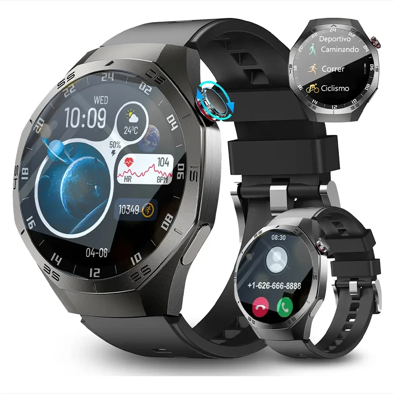 

2025Новинка для Android и ios Смарт-часы для мужчин AMOLED-экран GPS Траектория движения Сердечный ритм Bluetooth Вызовы SmartWatch Водонепроницаемые
