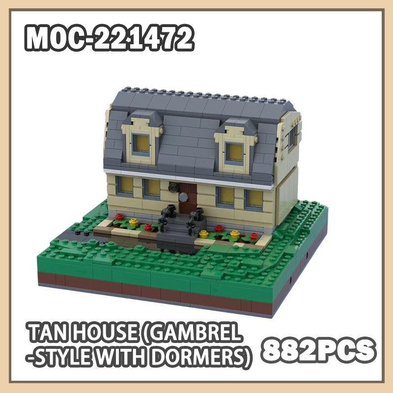 

882P CITY TOY Tan House (Gambrel-style with dormers) Building Block Model Brick Set Creative Gifts Desktop Decoration MOC-221472