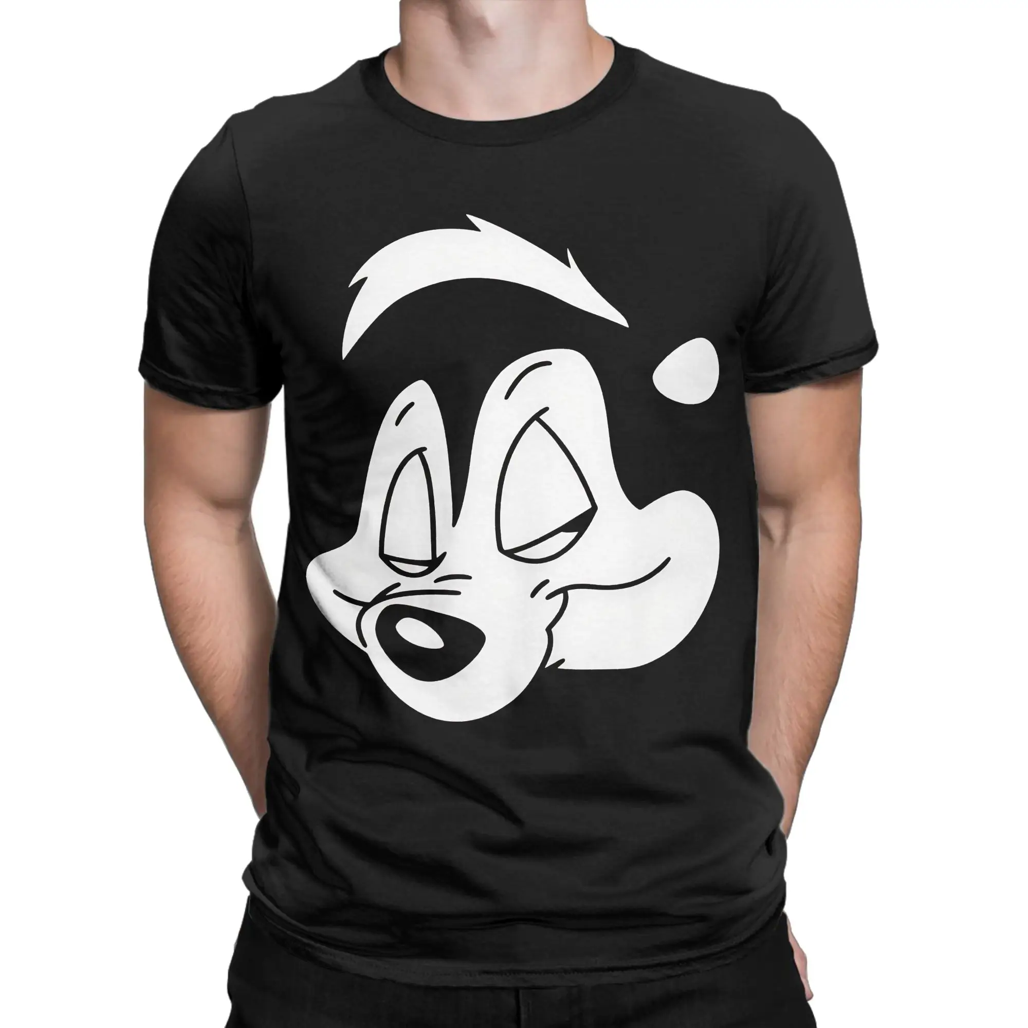 T-shirts pour hommes avec visage de raton laveur de dessin animé, t-shirts créatifs à manches courtes et col rond, 100% coton, hauts d'été