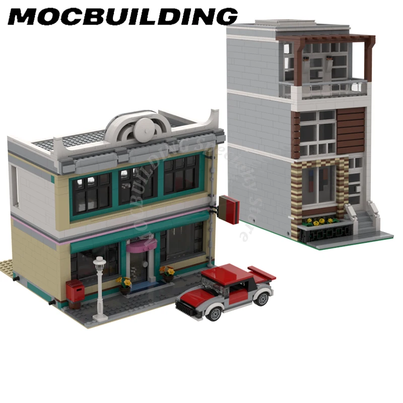 City Street View Town House Model Display MOC Building Blocks Bricks Construction Toys Gifts Christmas