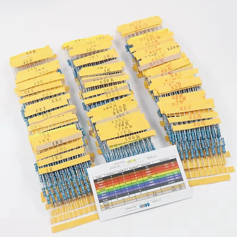 1300 Stück 130 Werte x 10 Stück 1/2 W 0,5 W 1 % Metallschichtwiderstände, sortiertes Paket-Set, Lot-Widerstände, Sortimentskits + BOX