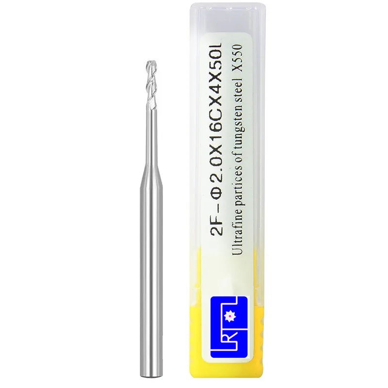 

HRC55 1 1.5 2 2.5mm*4D*50L 2flutes Tungsten Carbide Deep End Mill for Aluminium Radius Milling Cutters