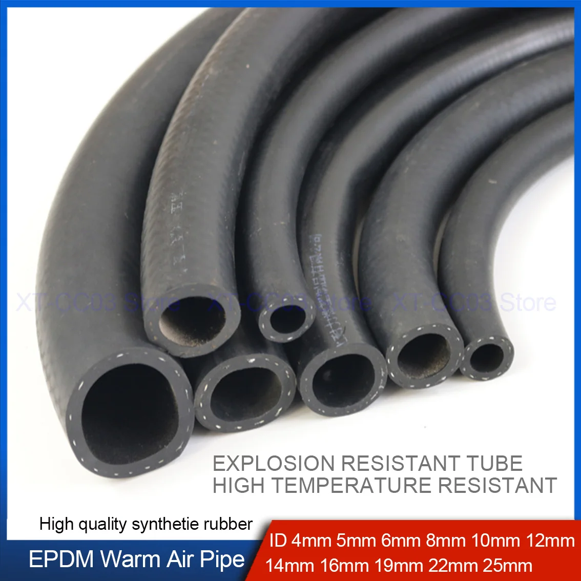 ID 4mm 5mm 6mm 8mm 10mm 12mm 14mm 16mm 19mm 22mm 25mm Car Warm Air Hose EPDM Water Tank Pipe for Car Machinery Engines Radiators