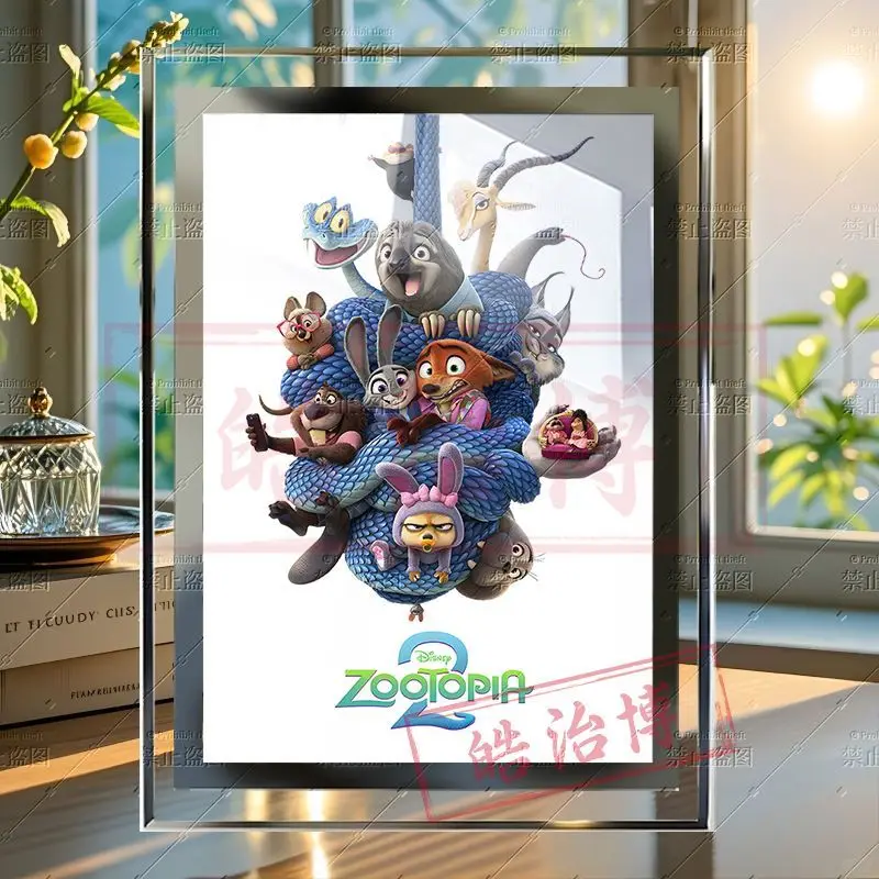 Disney Zootopia 2 merce animale gruppo foto film poster cornice in vetro cristallo ornamento creativo pittura decorativa regalo