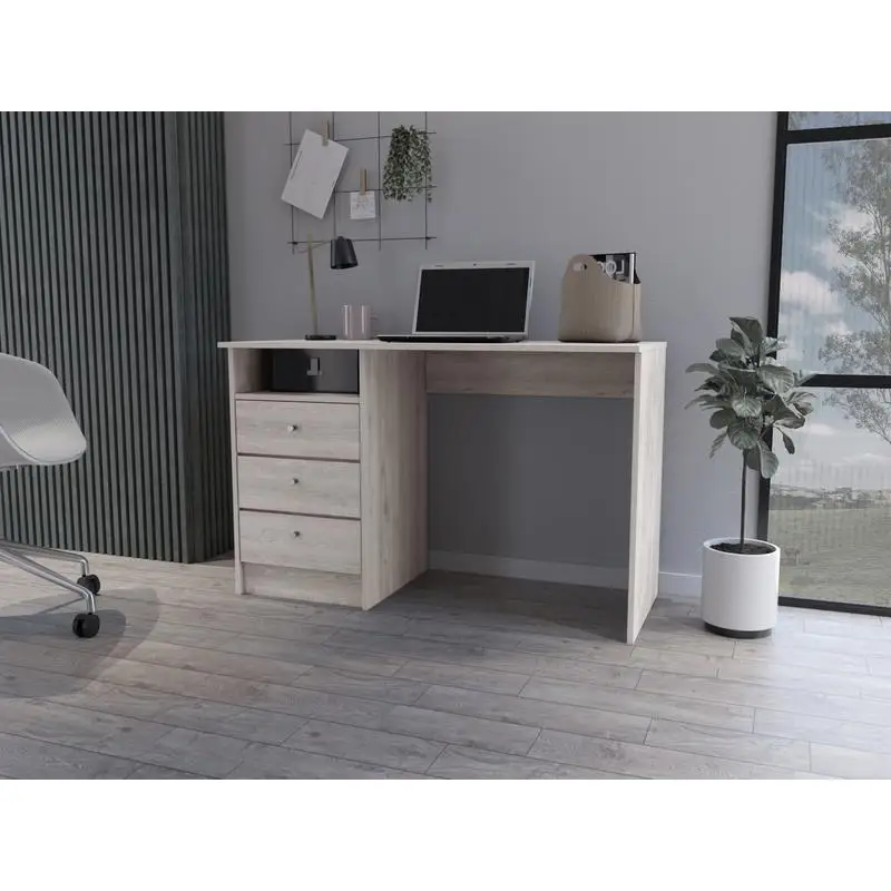 Light Gray Computer Desk for Office Space, Modern Design and Stylish Workspace Solution