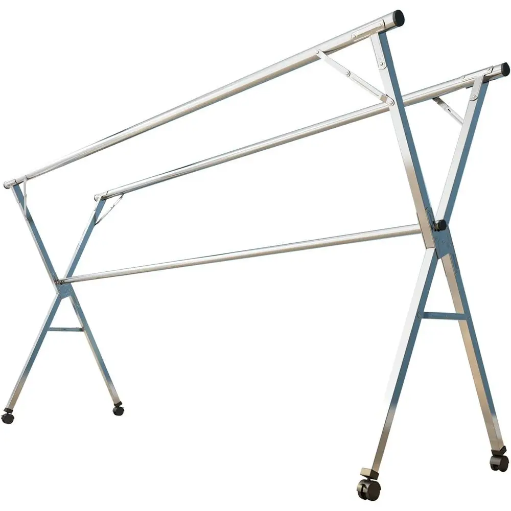 

Space-Saving Stainless Steel Indoor/Outdoor Clothes Drying Rack, 63 for Balcony or Bedroom Use