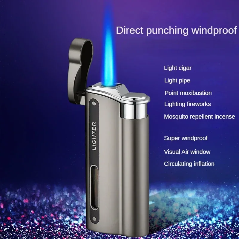 Butane Gas Lighter For Men Smoking Lighters Cigarette Accessories Inflatable Refill Windproof Lighter Unusual Gift