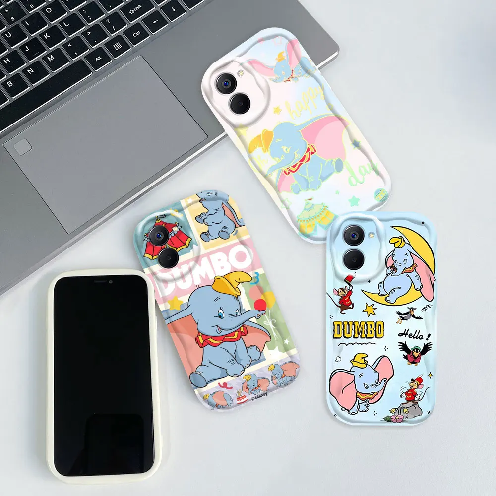 Cartoon Disney Dumbo 3D Wave Phone Case For Realme C67 C65 C55 C35 C33 C31 C30 C21 C21Y C20 C15 C11 12 11 10 8 Pro Plus 5G Cover