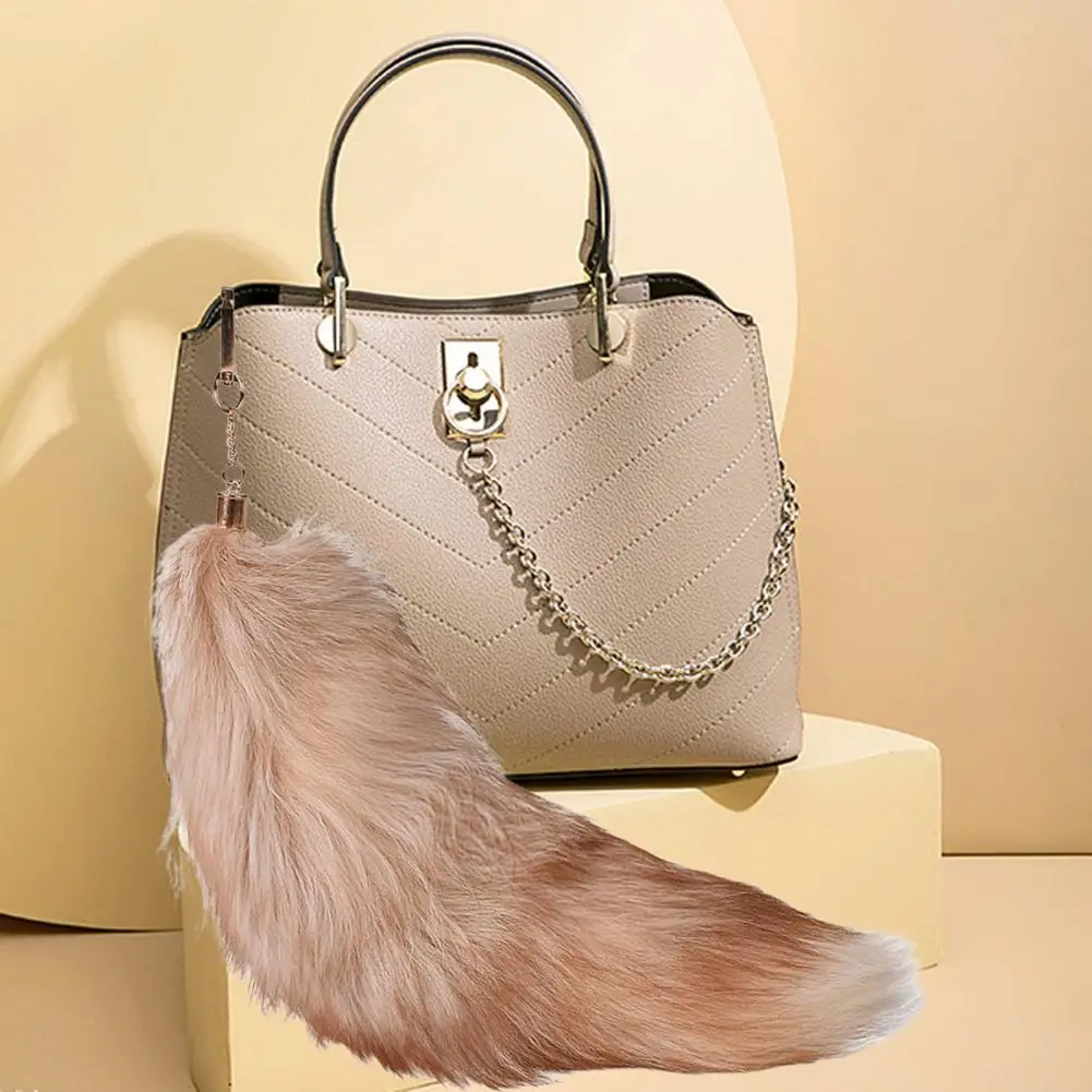 40CM Cartoon Cute Faux Fox Tail Keychain Pendant Handcrafted Faux Fur Tail Cosplay Renaissance Furry Tail Handbag Key Chain