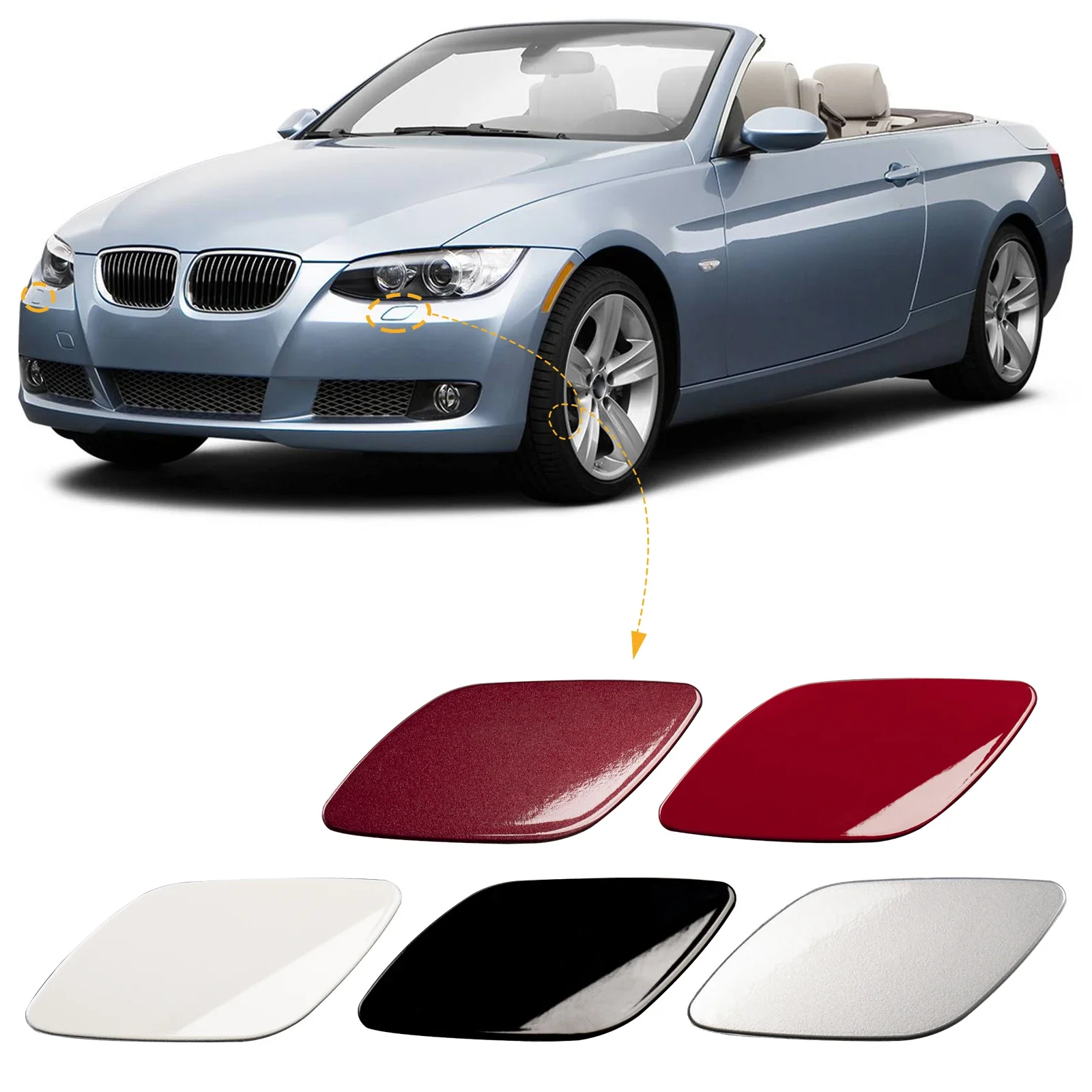 

Front Bumper Headlight Washer Cover Cap For 2007-2010 BMW 328i 335i E92 E93 Coupe Convertible Left Right 61677171659 61677171660