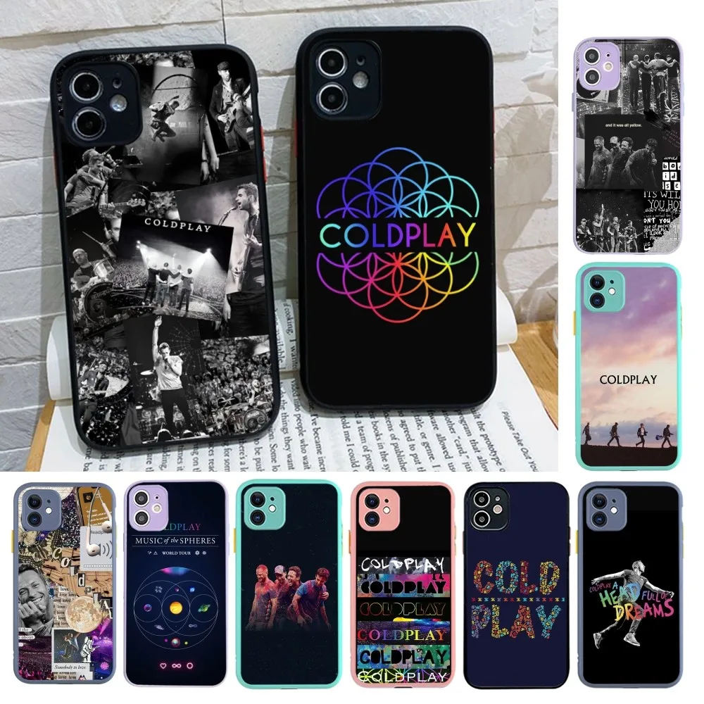 R-Rock C-Coldplay Phone Case For iPhone 14 X XR XS 7 8 Plus 11 12 13 pro MAX 13mini Matte Shockproof Case