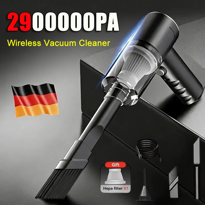 

Автомобильный пылесос 2900000 PA с USB-зарядкой, мощный, 4-в-1, беспроводной, с функцией выдувания и всасывания, портативный