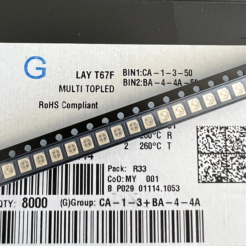 50PCS 3528 Bernstein + Gelb PLCC-4 Reverse Pol, 617nm + 587nm , 50mA 2V 0,1 w Bicolor SMD LED LAYT67F LAIEN T67F