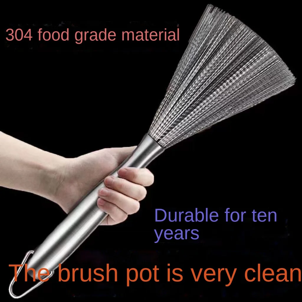 German 304 Stainless Steel Pot Brush Long Handle Cleaning Brush, Nano Advanced Stainless Steel Wire Brush, Pot Brush Tool