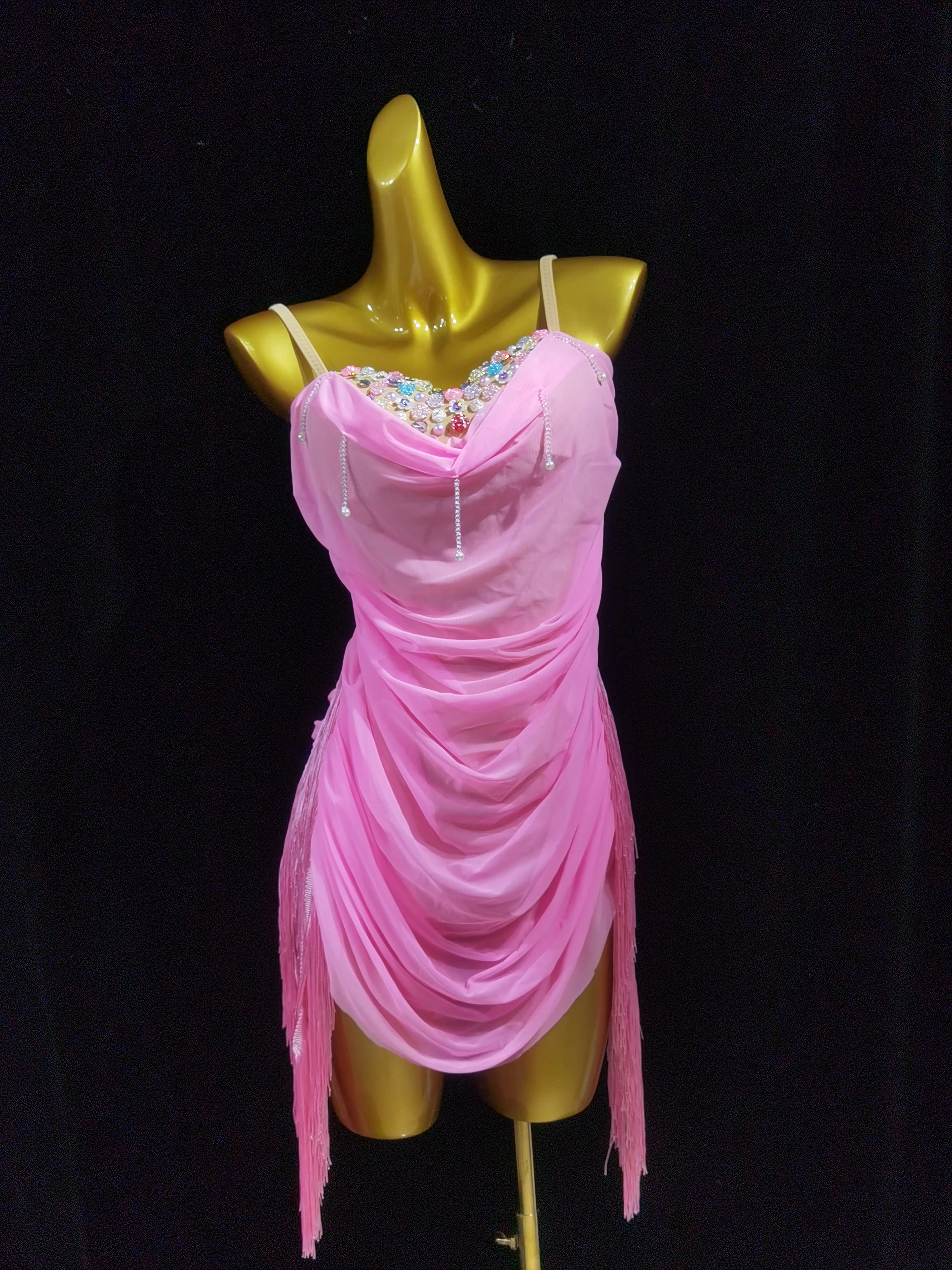 2025 Latin danswedstrijd High-End Kwastje Jurk Bloemkunst Examen Solo Prestatie Schema Kostuum