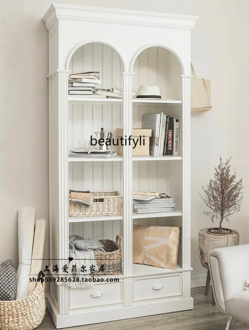 

American retro arched bookcase dining side locker display wine cabinet storage display