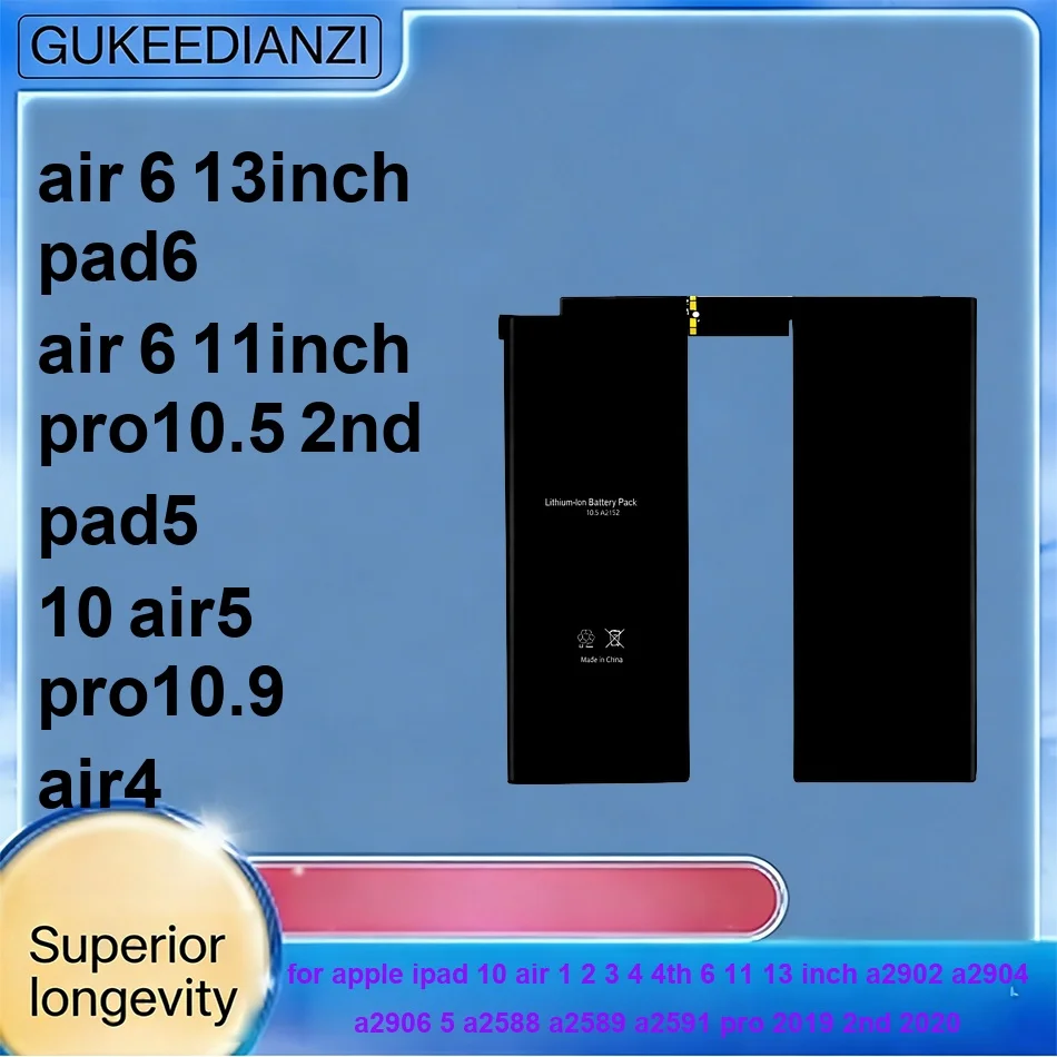 

Аккумулятор для Apple iPad 10, Air 1, 2, 3, 4, 4-го поколения, 6, 11, 13 дюймов, A2902, A2904, A2906, 5, A2588, A2589, A2591, Pro 2019, 2-го поколения, 2020, Pro 10.9, AIR4
