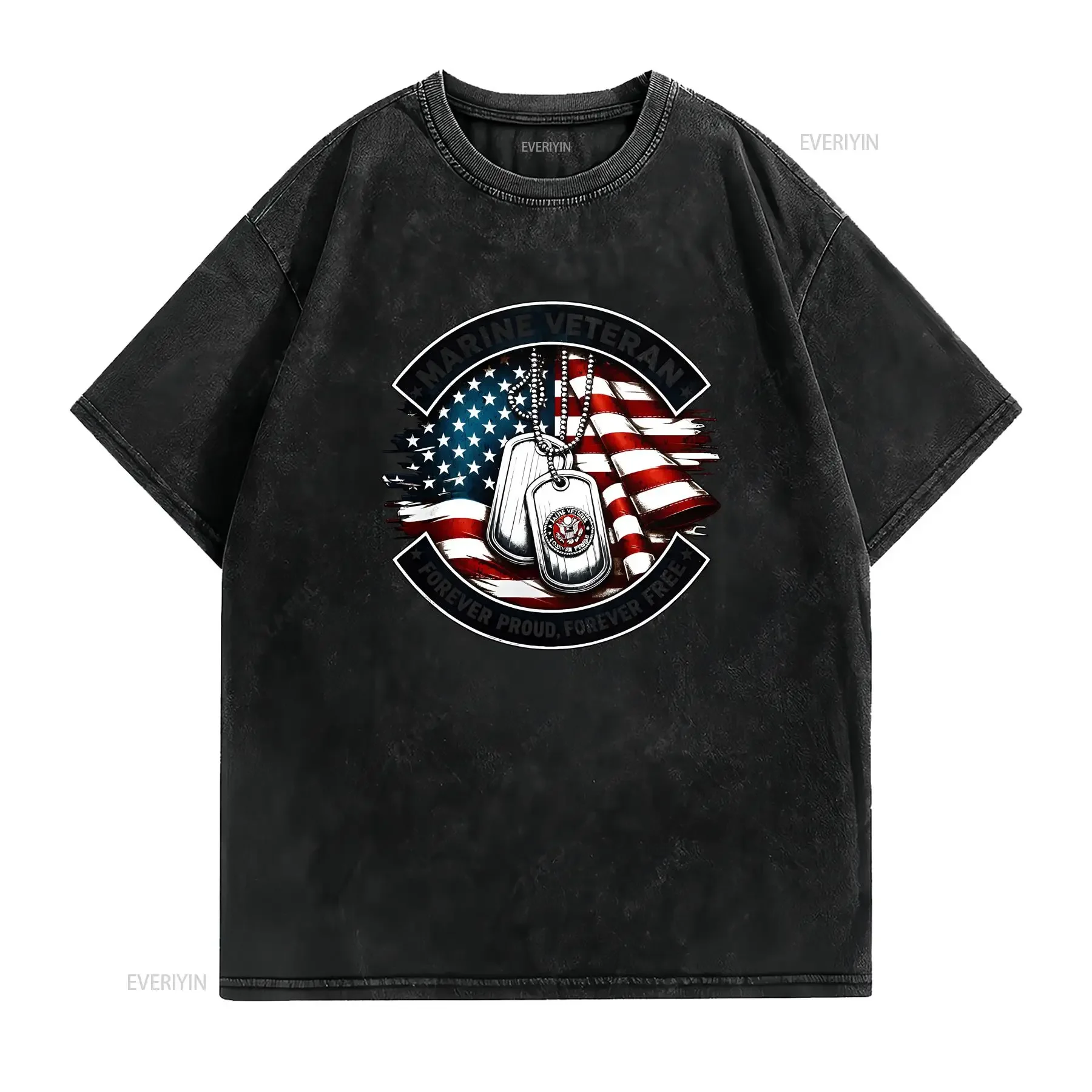 Veteran T Shirt US Lover Day Proud Marine vintage Washed fashion Soft graphic Breathable Comfortable Versatile Stylish