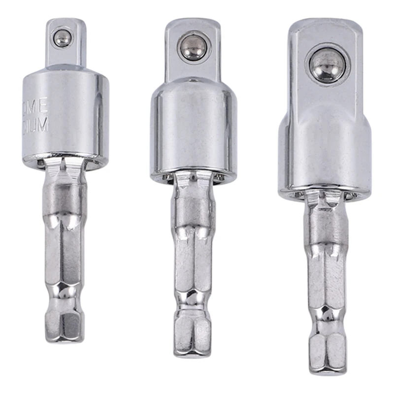 

3 Pack Impact Grade Socket Adapter 360-Degree Universal Joint Swivel Socket Set, Socket To Drill Adapter