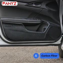 4pcs Car Door Anti Kick Pad Carbon Fiber Leather Texture Anti Dirt Protective Sticker For Honda Civic 10Th Generation 2016~2019