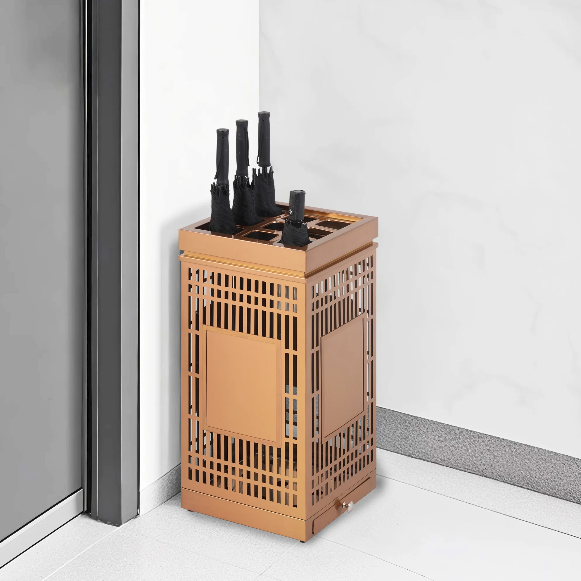 Stainless steel hotel sales department commercial umbrella storage rack for storing umbrellas