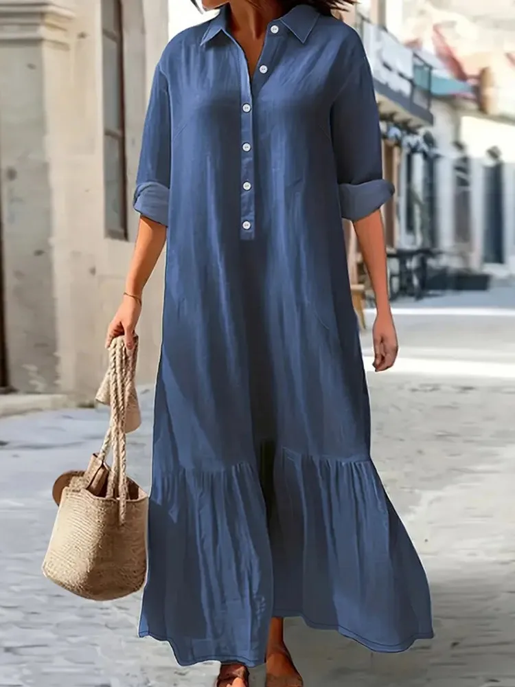 

XL-5XL Plus Size Clothes Dresses Women Robes Summer Autumn Loose Street Style Casual 3XL 4XL Big Size Maxi Dress Oversized
