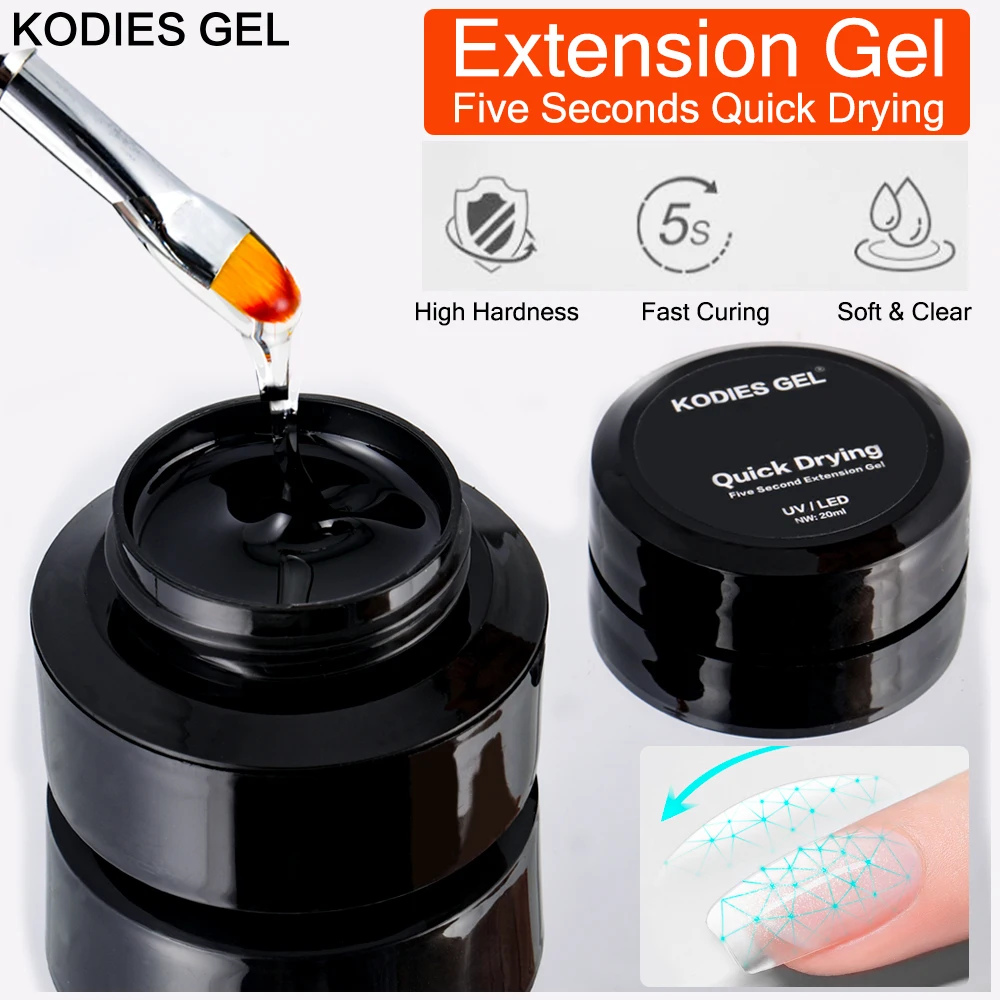 

Гель KODIES 5s Сухой Гель-лак для ногтей для наращивания 20 мл Прозрачный УФ-моделирующий поликлей для Ногтей Базовый лак акриловая система маникюра