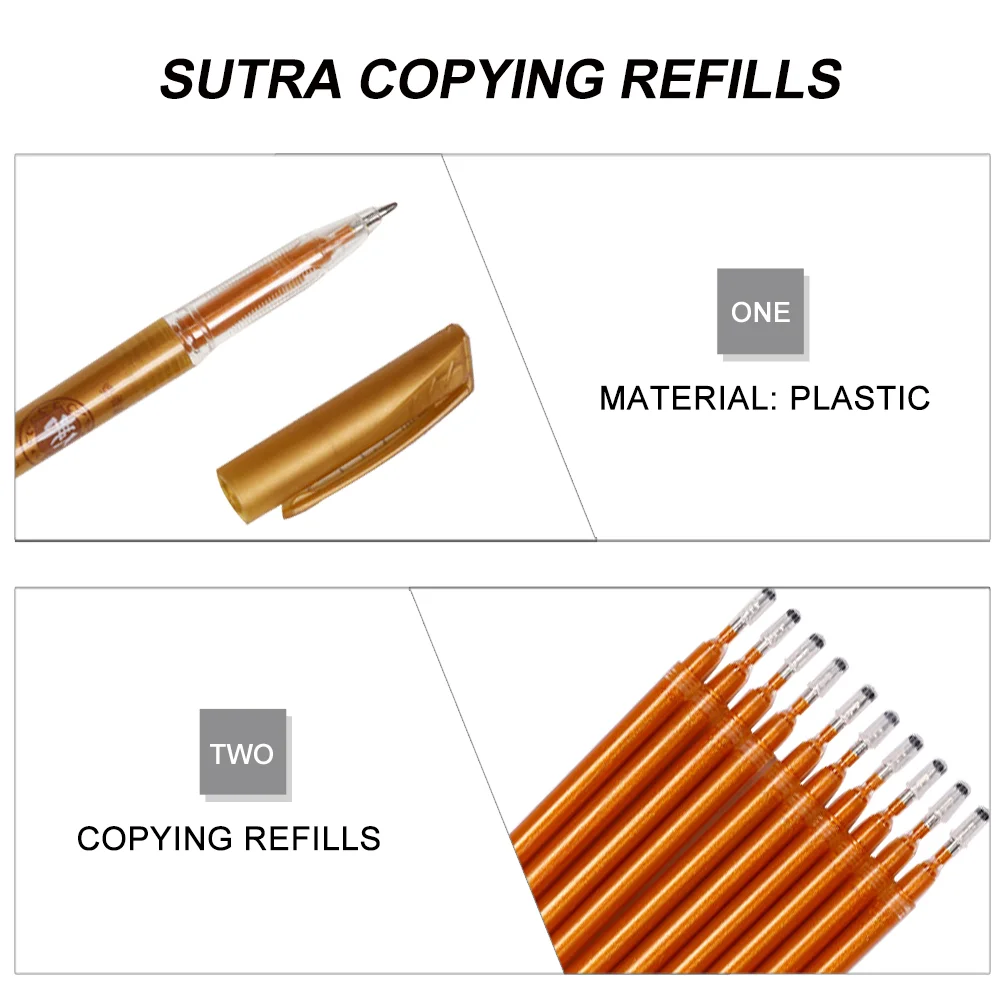 Scripture Refill Portable Pen Refills Glitter Gel Come Dedicated Copying Ink Golden Plastic For Pens Neutral