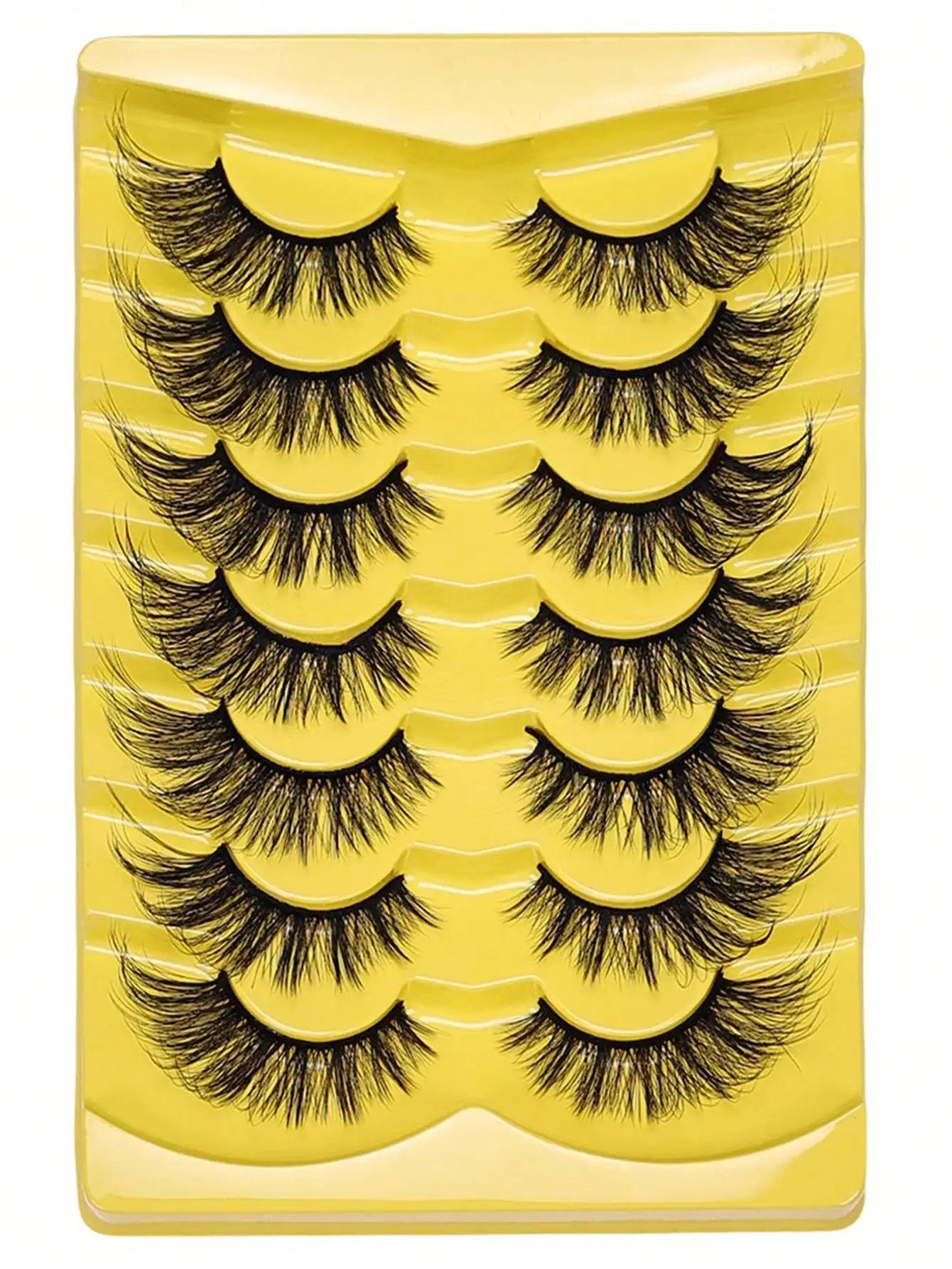 7 Pairs Fox Eye Winged False Eyelashes 3D Cat Eye Natural Fluffy Dramatic Daily Party Cosplay Eye Makeup Extension