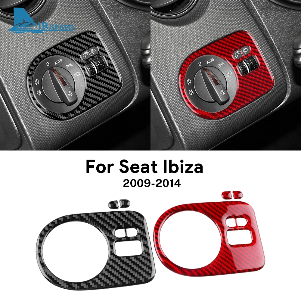 Real Soft Carbon Fiber Sticker For Seat Ibiza 6j 2009 2010 2011 2012 2013 2014 LHD RHD Car Headlight Switch Frame Interior Trim