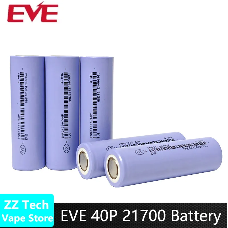 

10-100 шт. EVE 40P INR 21700 аккумулятор 4000 мАч 3,6 В CDR 35A Макс. 50A 12,5C высокоскоростная литий-ионная аккумуляторная батарея для электроинструмента