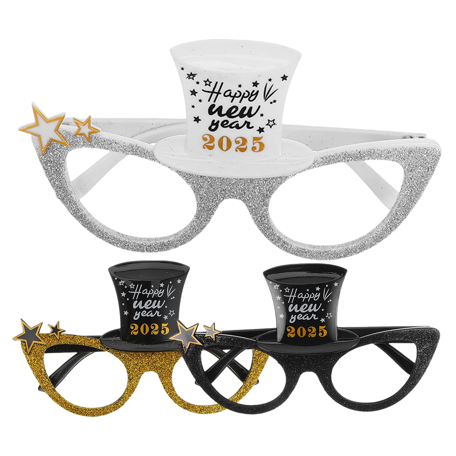 

3 Pcs 2025 New Year Digital Modeling Glasses Party Photo Props New Year Decorative Sunglasses Plastic Party Supplies Festive