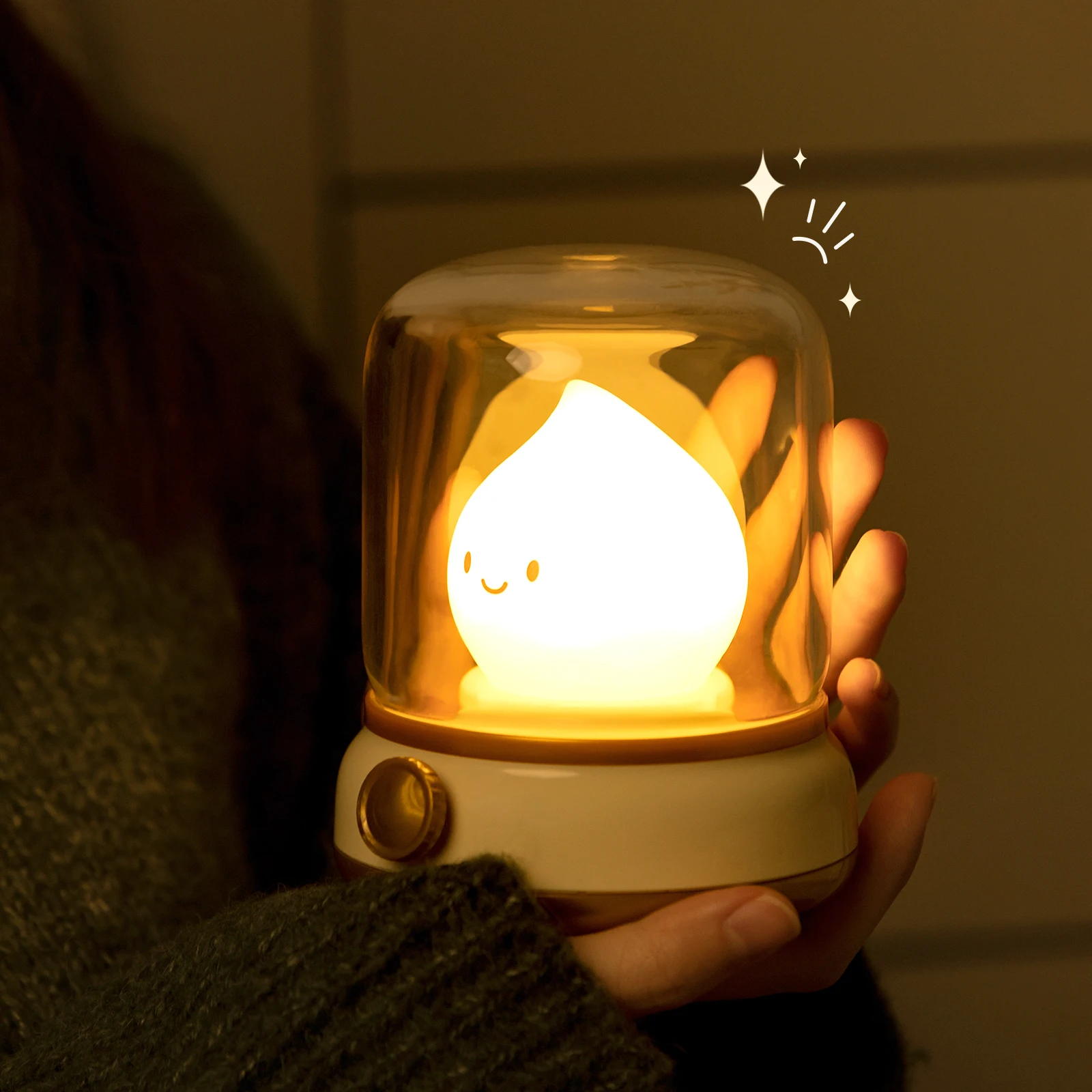 Candle Night Light Cute Flame Lamp Desktop LED Decorative Light USB Rechargeable Night Light Bedroom Creative Children's Gift