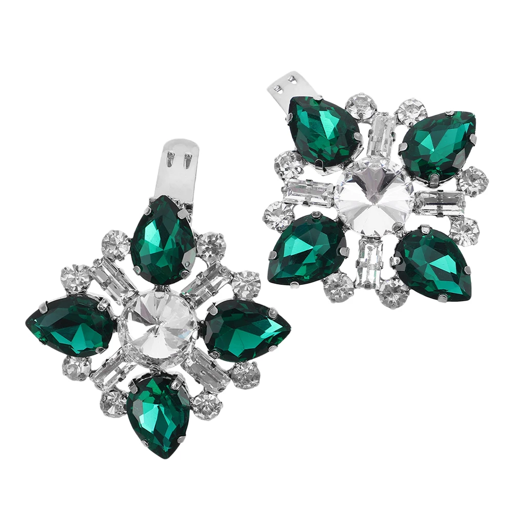 

2 Pcs High Heels Buckles Rhinestone Shoe Charms Elegant Bridal Wedding Decorations Durable Materials Smooth Edges Shoe