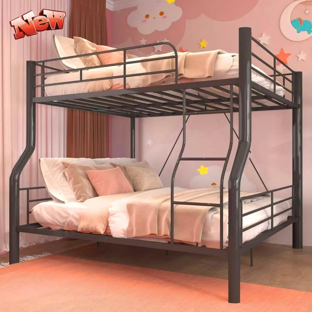 

Metal Full XL Over Queen Bunk Beds for Adults, Heavy-Duty Bunk Bed Full XL Over Queen Size with Ladder for Kids Boys Girls Teens