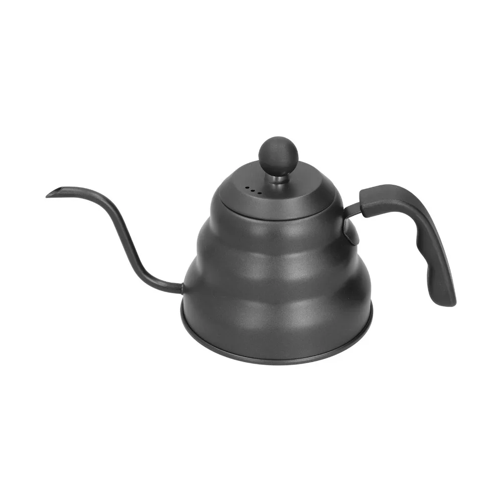PTFE Coated Coffee Kettle 3-Layer Composite Base 1L/1.2L Capacity Pour Over Kettle Fine Mouth Black Drip Kettle Home Kitchen