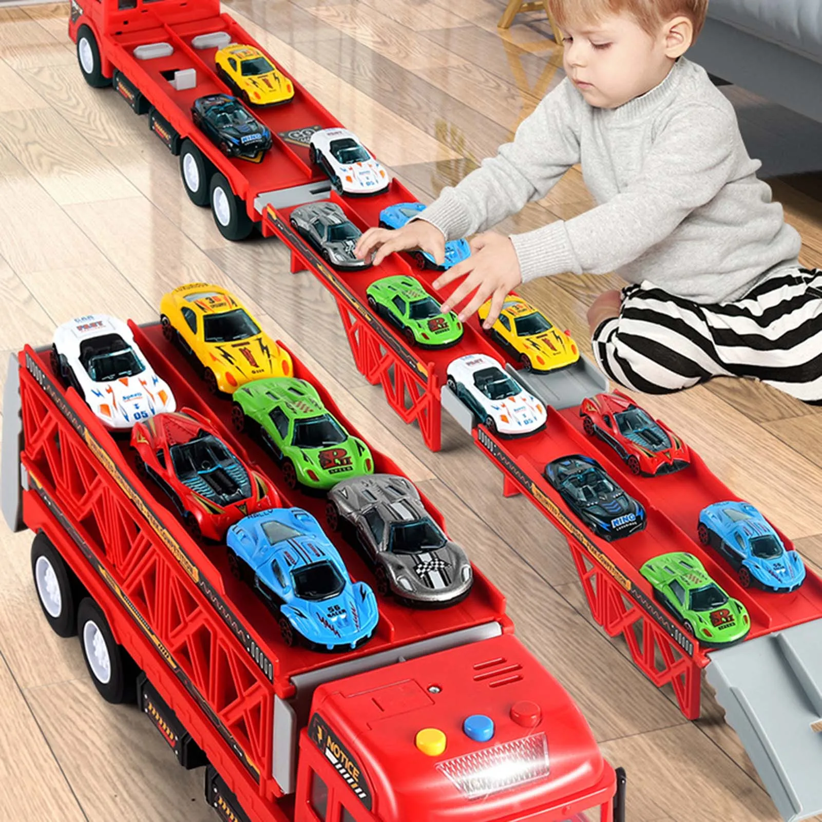 Children's Deformed Ejection Car Toys Multi-track Deformation Ejection Large Truck Car Toy for Kids Early Education Vehicle