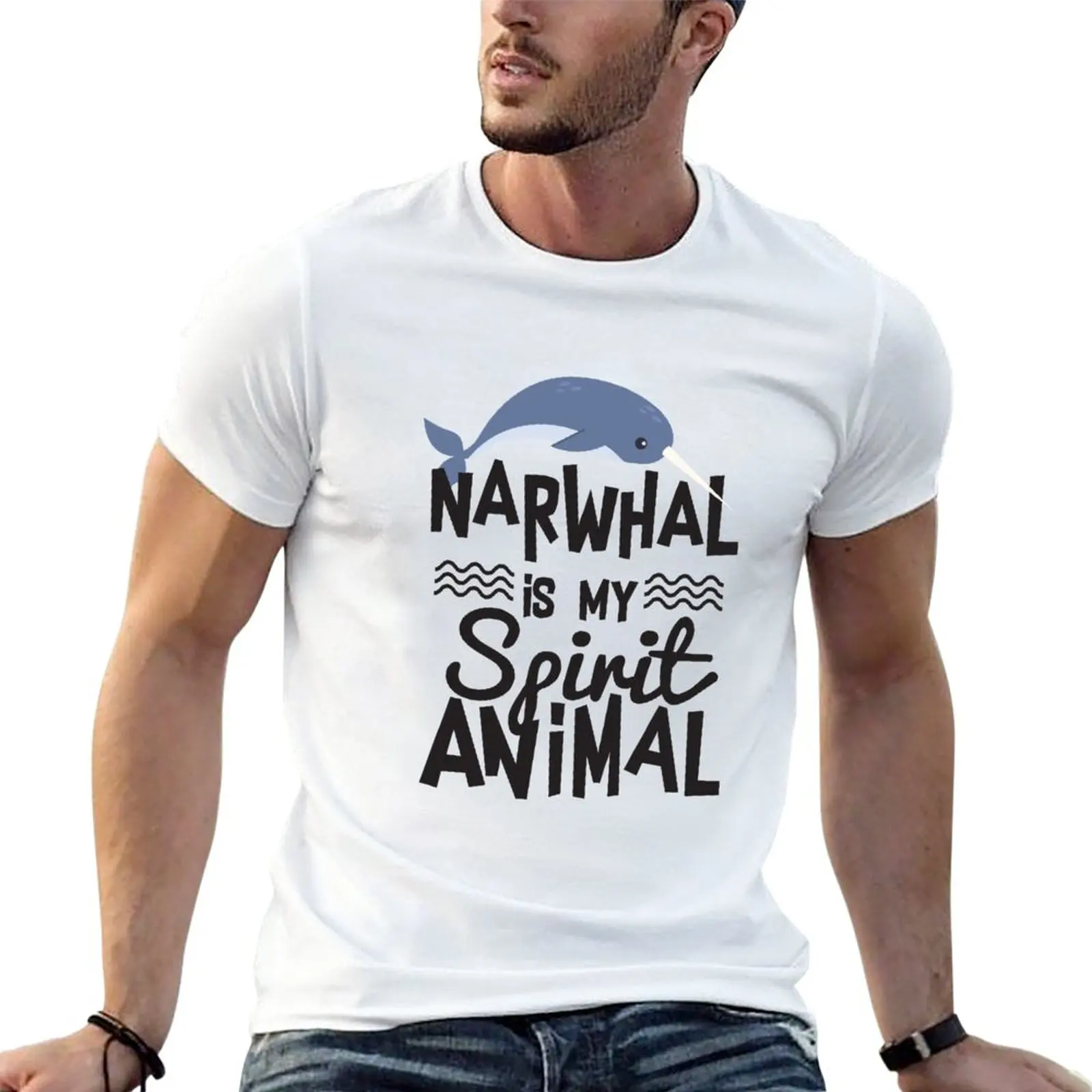 Cute Narwhal is My Spirit Animal Quote T Shirt T-Shirt plus sizes vintage clothes quick-drying designer t shirt men