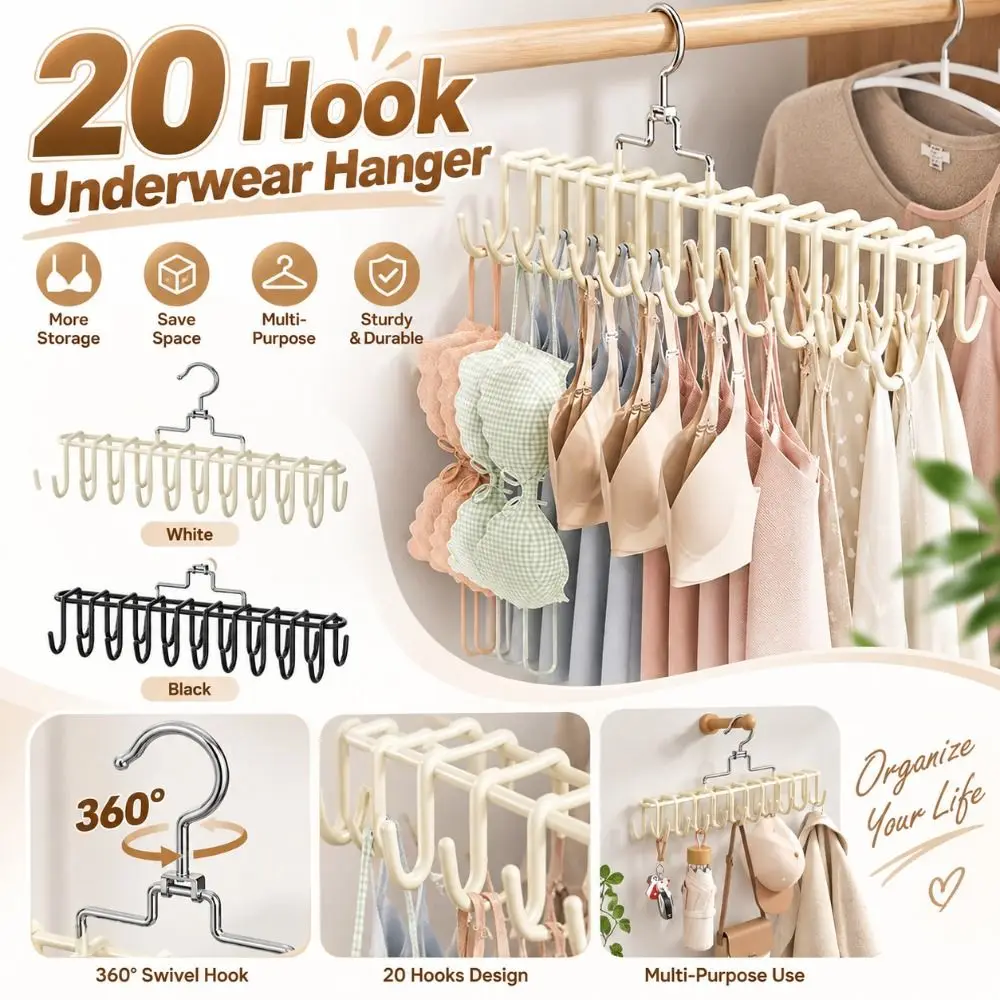 New 20 Hook Underwear Hanger Multiple Multifunctional Suspender Hanger Portable Hanging Dormitory Wardrobe Hanger Hook
