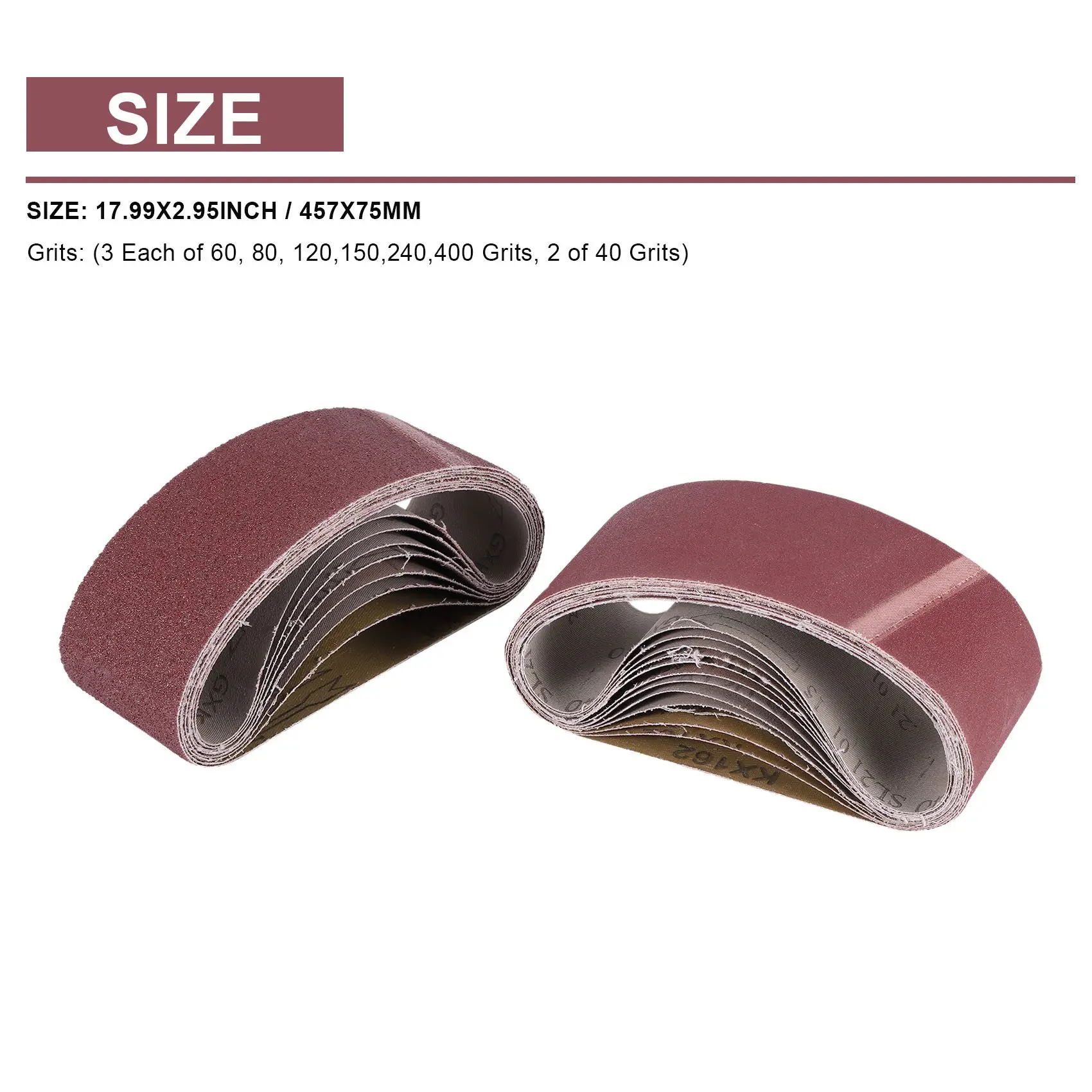 AEE4-20PCS 3X18 correa de lijado correas de lijado papel para lijadora de correa (3 cada una de 60, 80, 120,150,240,400 granos, 2 de 40 granos) para cinturón S