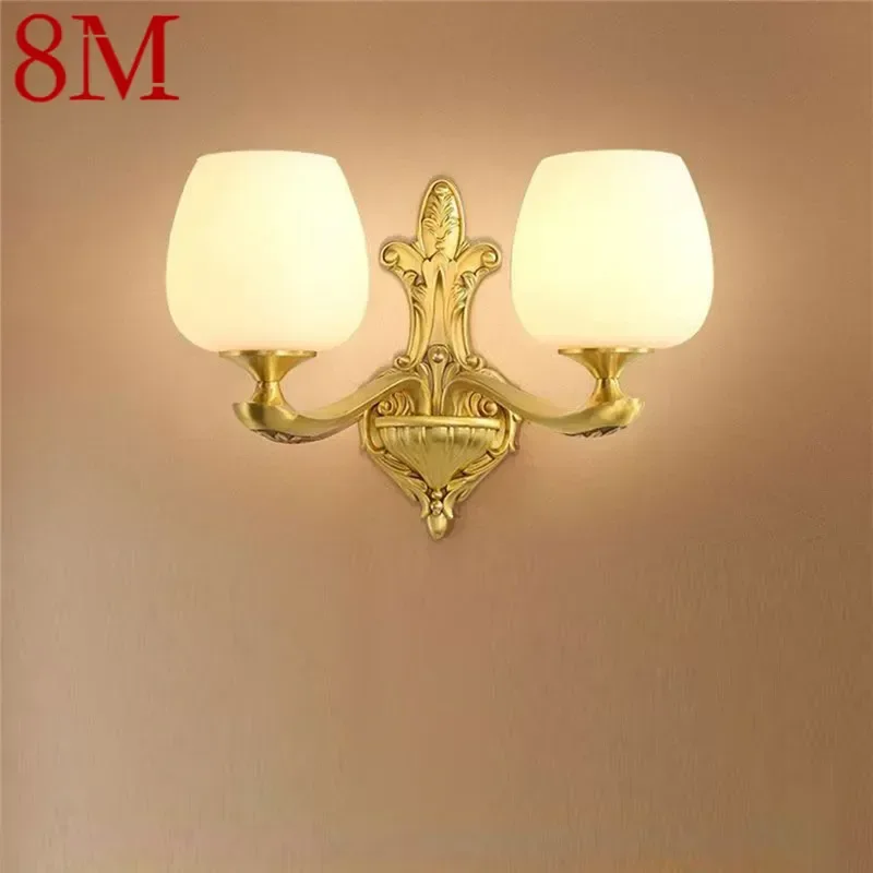 8M Contemporary Brass Wall Lamp American Retro LED Living Room Bedroom Study Room Hotel Villa Model Room Hall Way Aisle Ligh