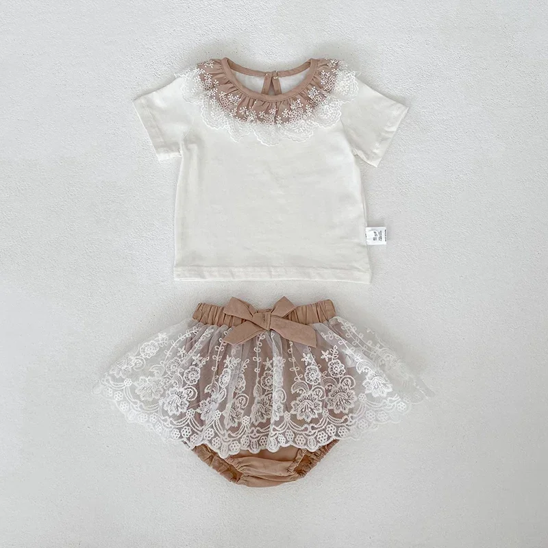 2026 New Summer 0-4Yrs Infant Baby Girl Clothes Suit Short Sleeved Cotton T-shirt+PP Shorts Newborn Baby Girls Clothing Set